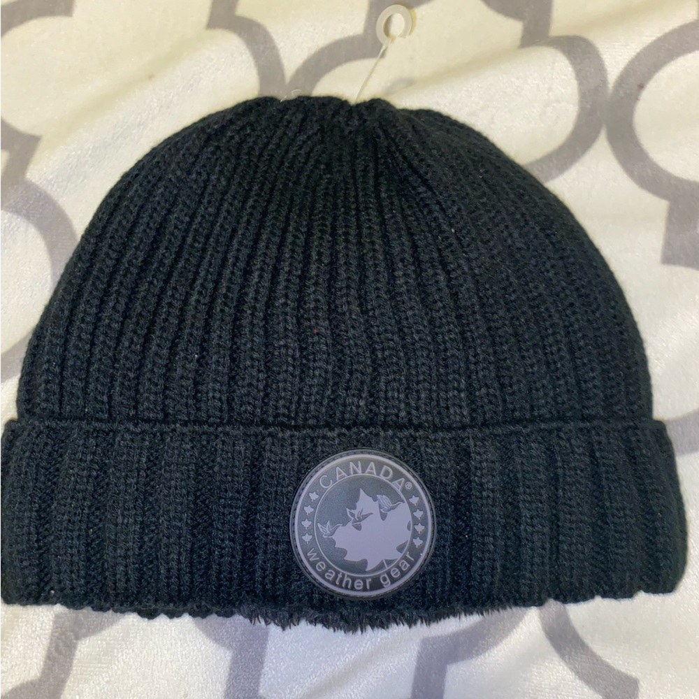 Canada Weather Gear Black Cable Knit Plush Lined Beanie Hat OSFM NWOT